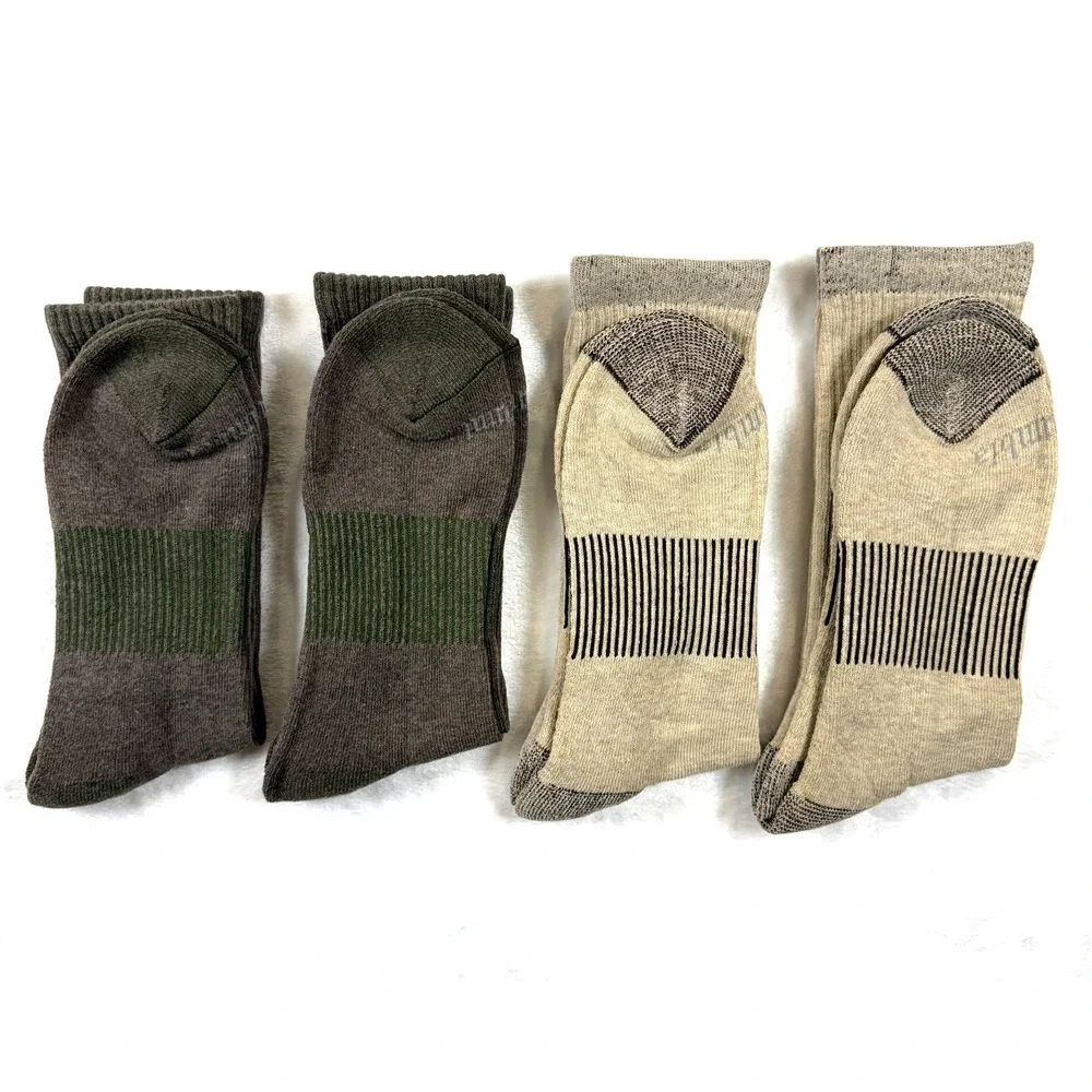 Columbia 4-Pack Moisture Control Crew Hiking Socks Men's Size 6-12 Tan Brown